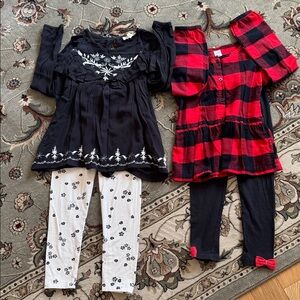 Jessica Simpson Black Embroidered Blouse with White Floral Leggings  size 6